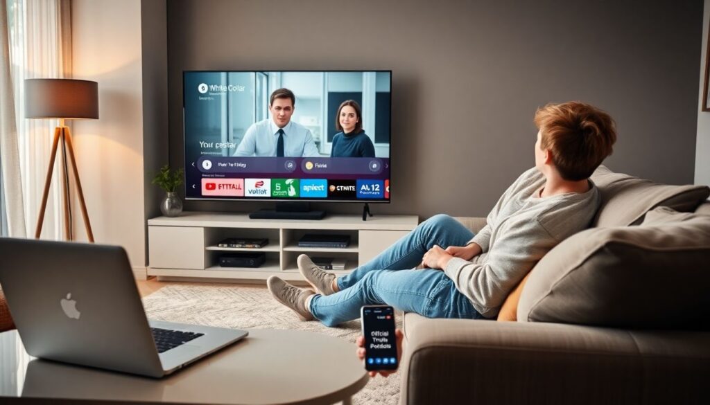 Смотреть онлайн бесплатно Белый воротничок в хорошем качестве без регистрации Смотреть онлайн бесплатно Белый воротничок - иллюстрация