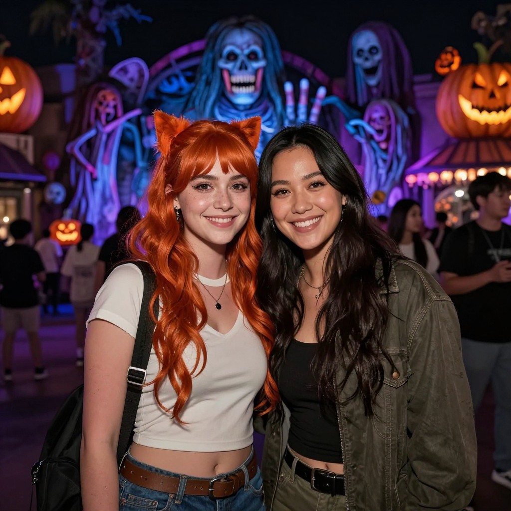 Инди Наварретти встретилась с Никки из фильма «Обсессия» на halloween horror nights 2026 Инди Наварретти встретилась с Никки из фильма «Обсессия» на halloween horror nights 2026